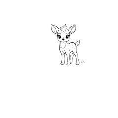 Coloring Page Outline of cartoon fawn