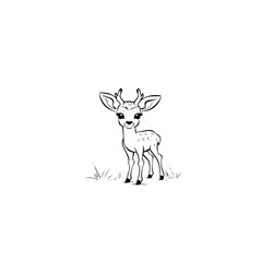 Coloring Page Outline of cartoon fawn