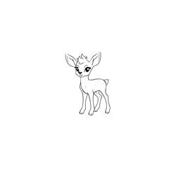 Coloring Page Outline of cartoon fawn