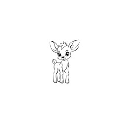 Fototapeta na wymiar Coloring Page Outline of cartoon fawn