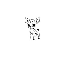 Coloring Page Outline of cartoon fawn