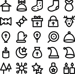 Collection of Xmas Celebration Bold Line Icons 

