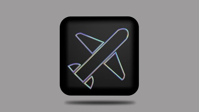 3d icon motion design. Symbol: airplane. video 3840x2160 px