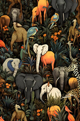 pattern background animals, black background