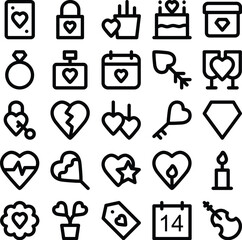 Romance Bold Line Icons

