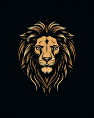 Black and gold logo design featuring a lion