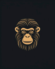 Black and gold logo design featuring a monkey