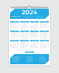 2024 Calendar, Calendar Design, Wall Calendar, one page Wall Calender, holidays, Calendar Design With Holiday, calender, National Holidays, 2024, 2024 Design, 