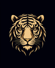 Black and gold logo design featuring a tiger