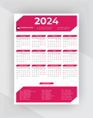 2024 Calendar, Calendar Design, Wall Calendar, one page Wall Calender, holidays, Calendar Design With Holiday, calender, National Holidays, 2024,  2024 Design, uk, us, canada, india,  uae, Bangladesh