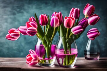 bouquet of tulips in vase generated by AI tool