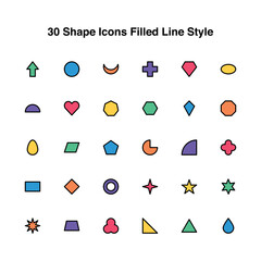 Illustration vector graphic of Shape Icons Set Filled Line Style. Shape Themed Icon. Vector illustration isolated on white background. Perfect for website or application design.