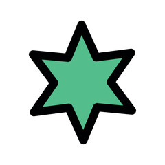 Illustration vector graphic icon of Star. Filled Line Style Icon. Shape Themed Icon. Vector illustration isolated on white background. Perfect for website or application design.