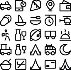 Hotel and Transport Bold Line Icons 

