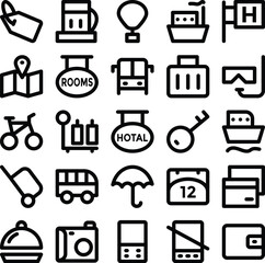 Pack of Travel Services Bold Line Icons 

