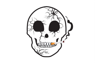 Smoking skull vector illustration. Stop smoking to maintain health. Illustration of the dangers of death from smoking