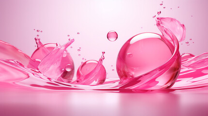 Abstract pink background with drops. Trendy color for advertising , style of Barbie pink. Generative Ai content
