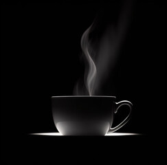 cup of coffee ( or tea ) with steam on a dark background