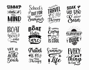 Summer SVG Bundle, T-shirt Design , Summer typography t shirt design vector ,Summer Bundle SVG Cut File, Beach Life SVG, Sweet Summertime Quote Design, Summer SVG design, White background
