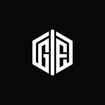 recommend clip art: GE Letter Logo monogram hexagon shape with connect outline design template