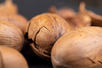 fresh crop of pecans on the surface