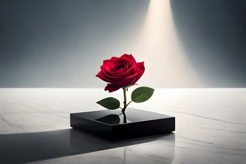 red rose in a vase generated ai