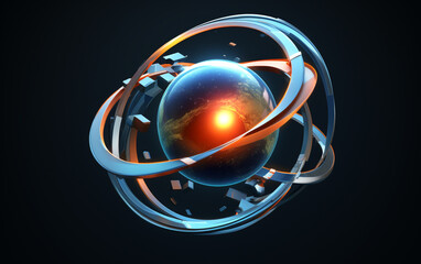 Galactic Fusion: 3D Atomic Atom Logo Design
