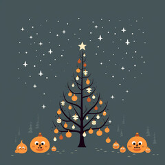 Fototapeta premium Cute christmas card with copy space for your design. Christmas background. Illustration. Generative AI
