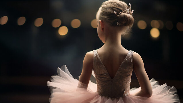 Fototapeta ballerina in the dark of the stage. Generative AI
