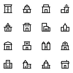 Pack of Real Estate Bold Line Icons

