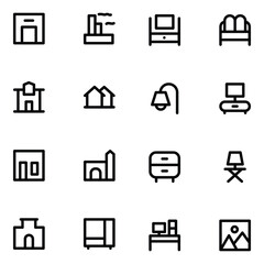 Set of Home Interior Bold Line Icons

