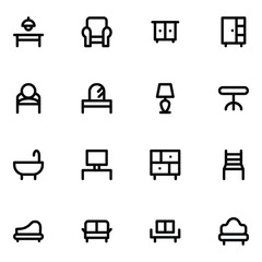 Pack of Household Bold Line Icons

