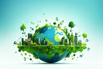 Foto op Canvas Environmental technology concept. Abstract illustration. Sustainable development goals. SDGs. Green Earth in concept of Saving the environment, and environmentally sustainable. Environment World Earth © Starmarpro