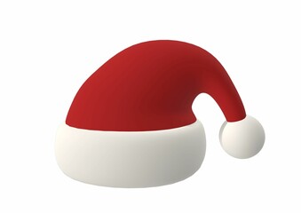 3D render of a red Santa Claus hat on the white background