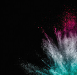 An explosion of colored powder