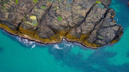 Aerial view of a rock. Antrim, Northern Ireland