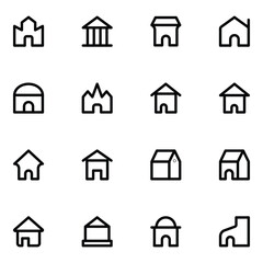 Fototapeta premium Bold Line Buildings and Construction Vector Icons