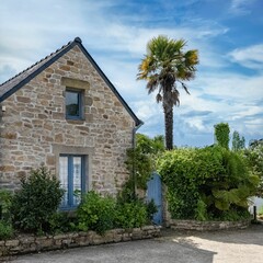 Brittany, Ile aux Moines island, typical houses in the village