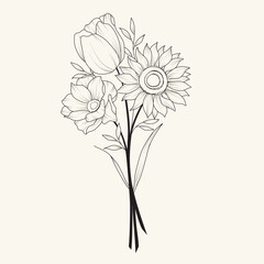 hand drawn flower line drawings vector eps ai