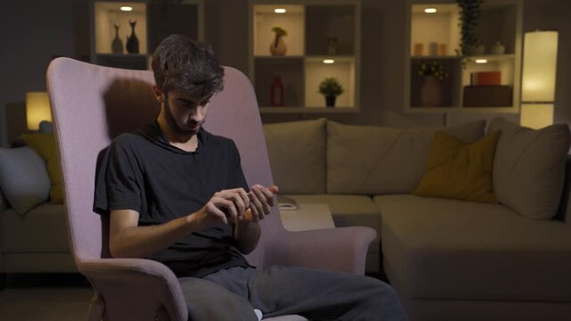 The man who wants to commit suicide by taking pills.