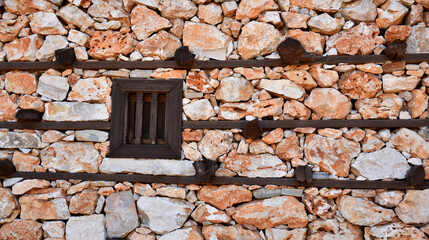 An Old Wall Structure And Window Frame