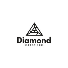 geometric crystal diamond logo design vector illustration for business and company with elegant, line art and modern styles.