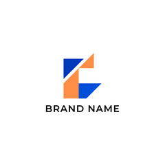 ILLUSTRATION ORANGE BLUE COLOR ABSTRACT GEOMETRIC LETTER C LOGO ICON SIMPLE NIMIMALIST TEMPLATE DESIGN ELEMENT VECTOR
