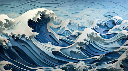 abstract mural background with blue waves 