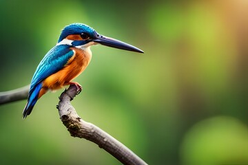 Obraz premium kingfisher on branch generated by AI
