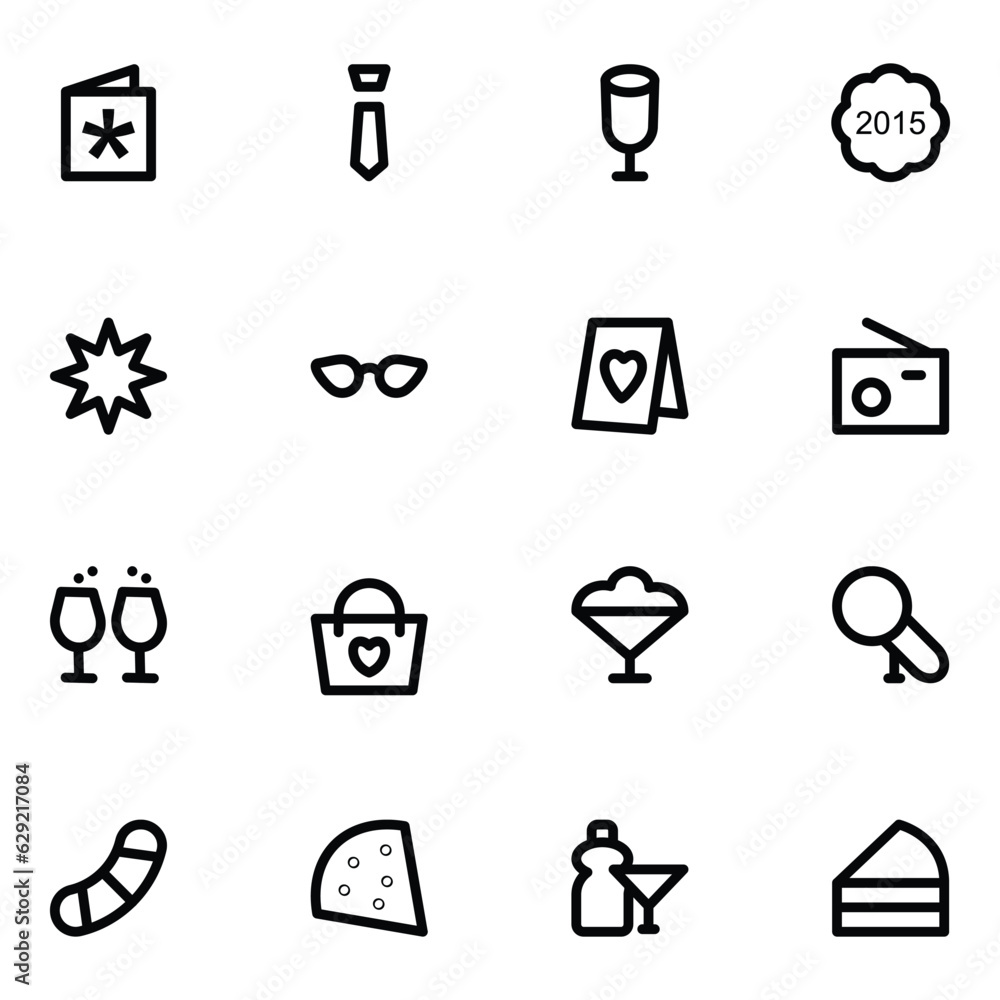 Poster Set of Party and Occasions Line Icons

