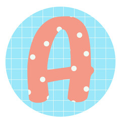 Alphabet  with polka dot pastel on blue background element