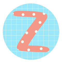 Alphabet  with polka dot pastel on blue background element
