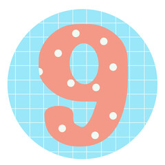 Number in polka dot pastel element