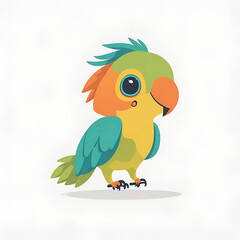 Tiny Parrot cute isolated on white background. Cute eyes in cartoon style. Generative Ai